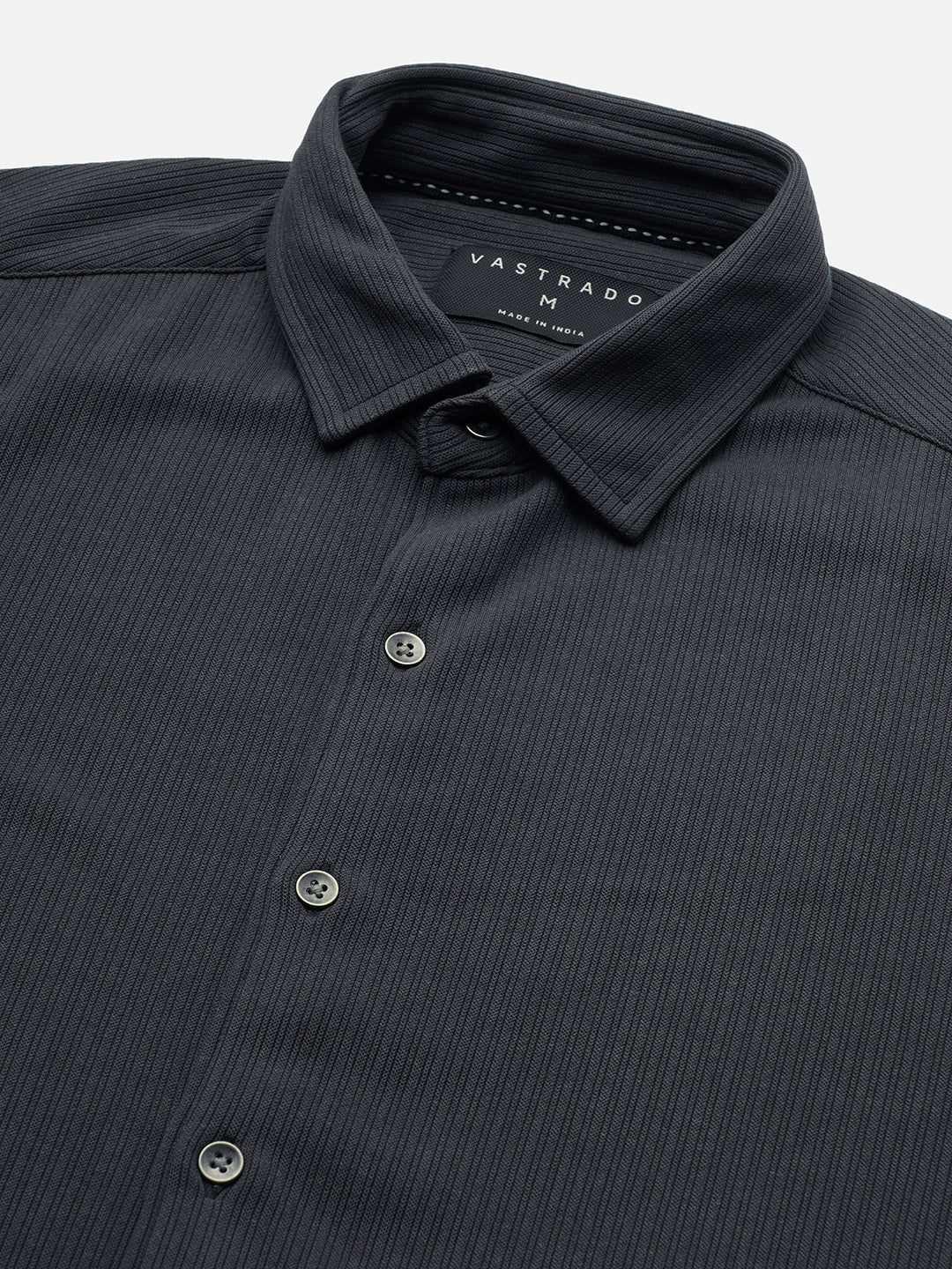 Charcoal Grey Serene Pinstripe Knitted Shirt