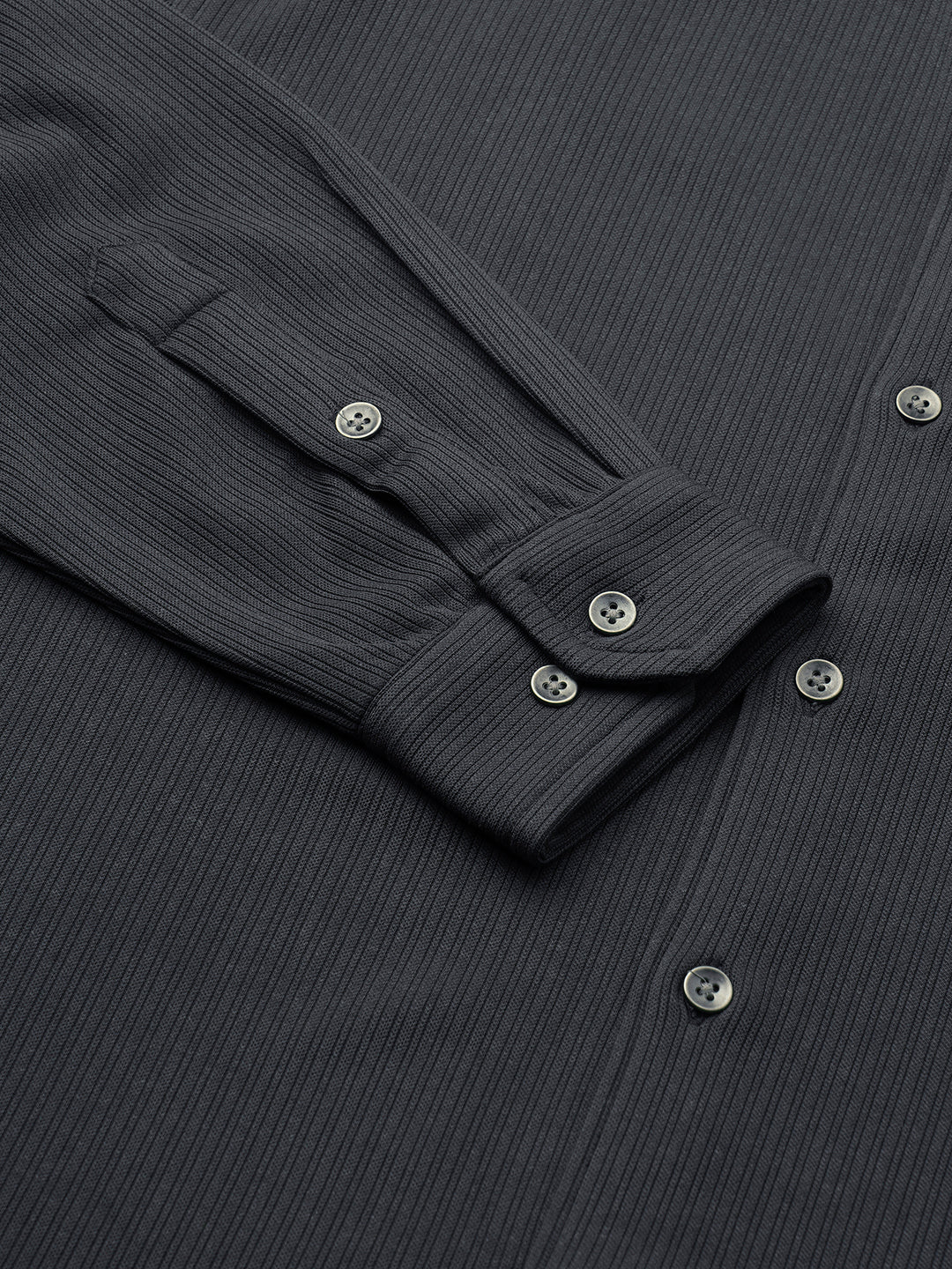 Charcoal Grey Serene Pinstripe Knitted Shirt