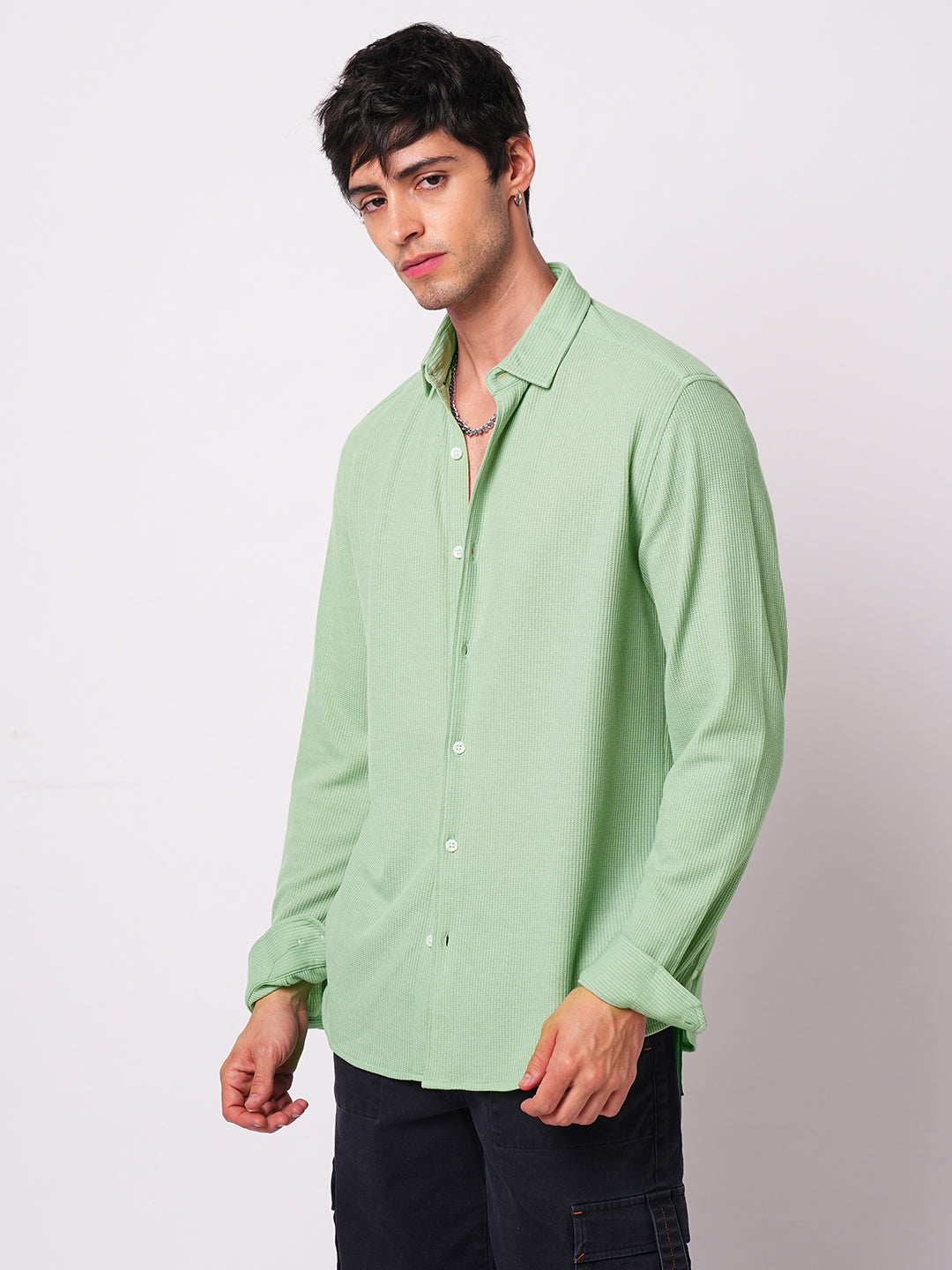 Exquisite Sage Green Knitted Shirt