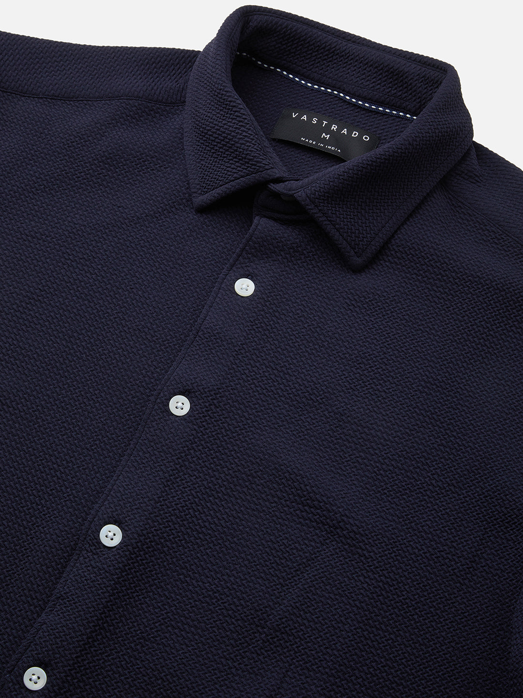 Modish Navy Blue Embossed Knitted Shirt