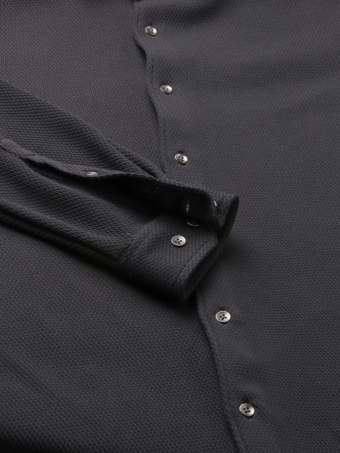 Arsenic Grey Textured Knitted Shirt