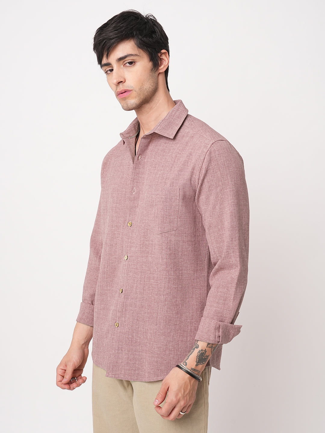 Mauve Slub Textured Shirt