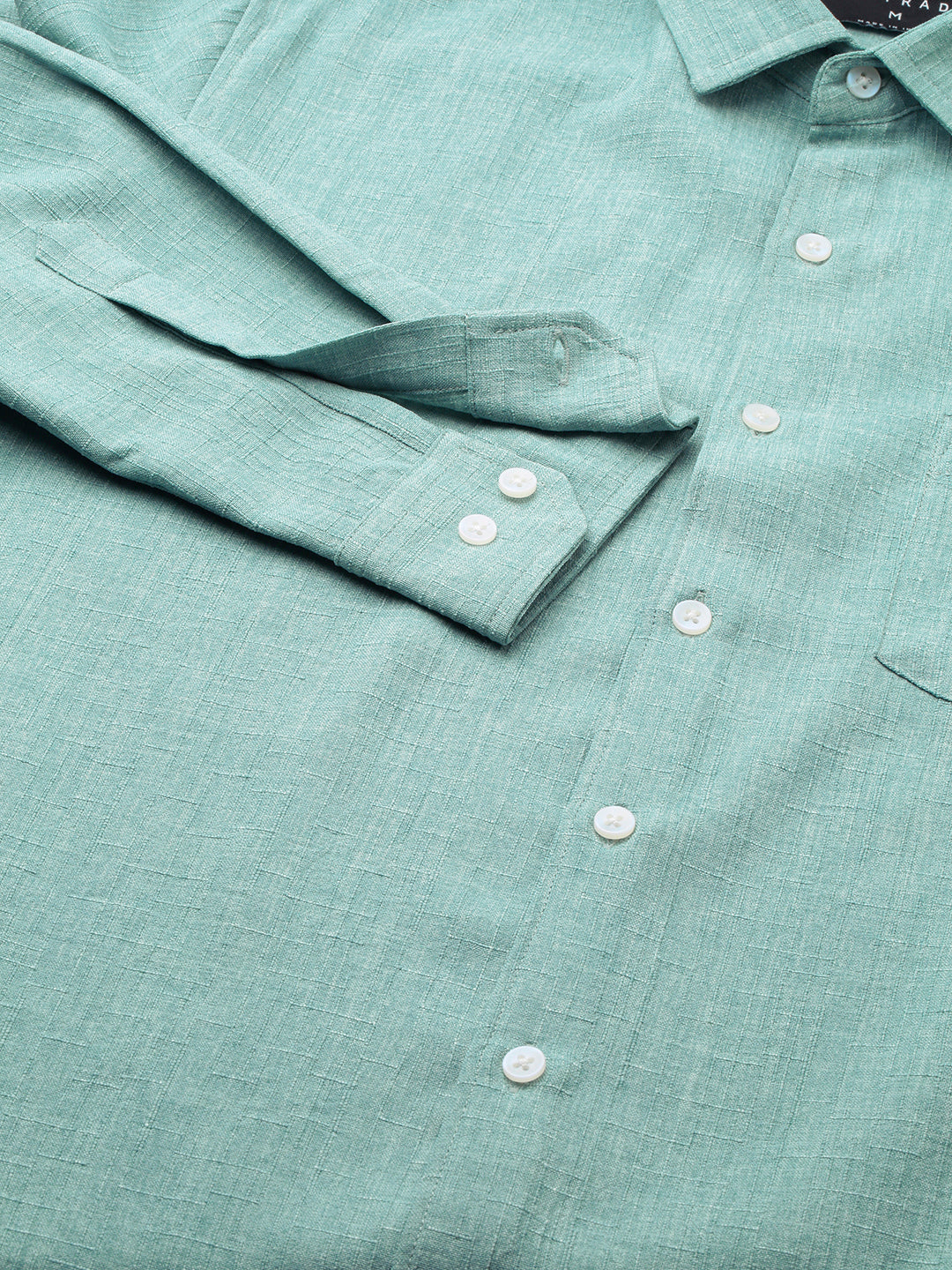 Sea-foam Green Slub Textured Shirt