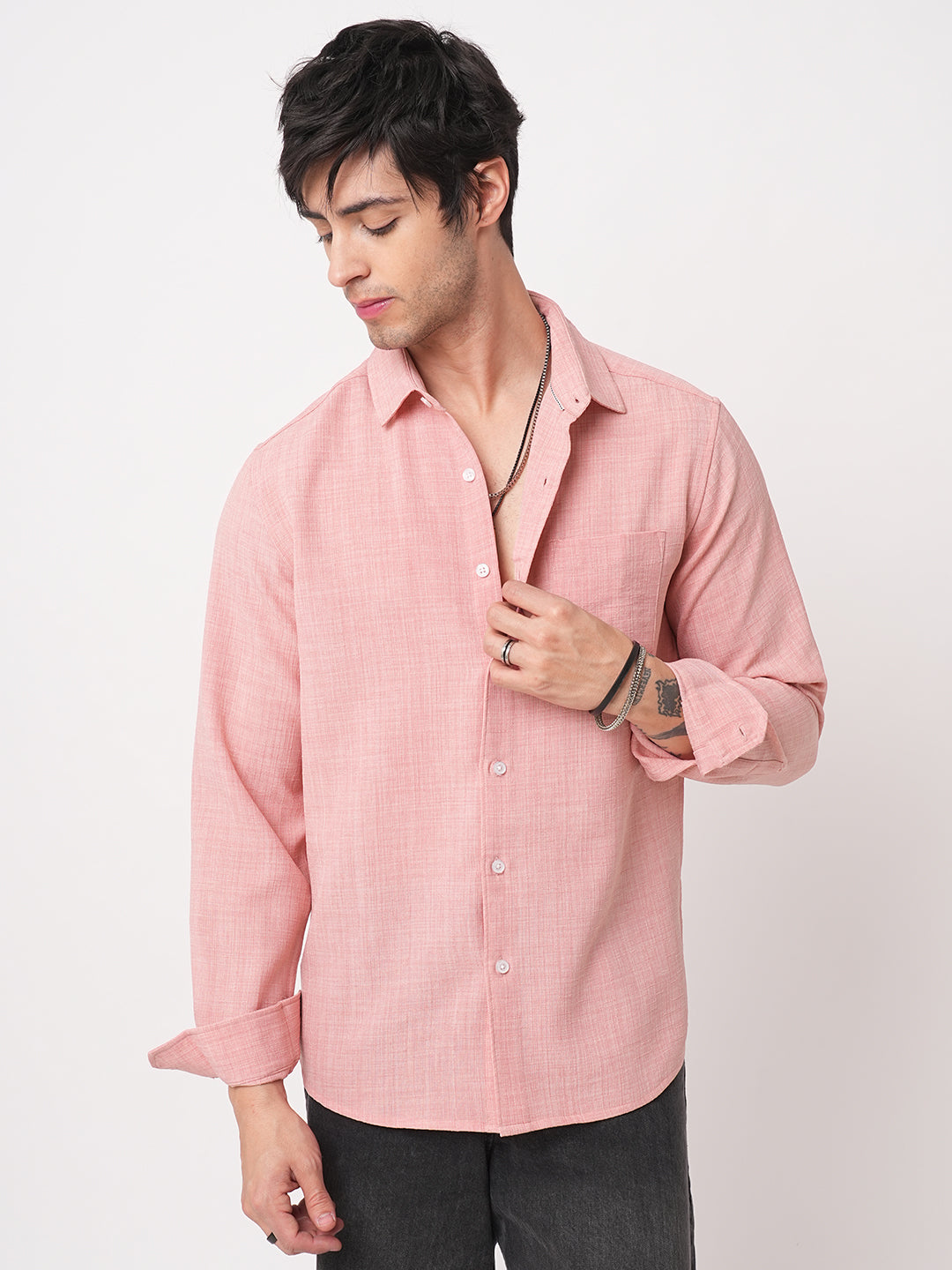 Coral Slub Textured Shirt