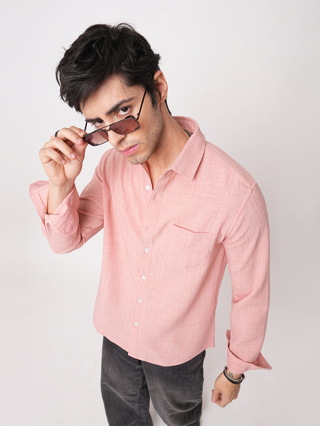 Coral Slub Textured Shirt