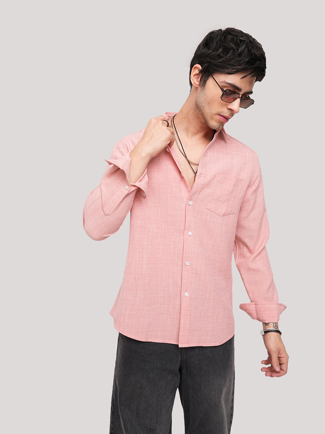 Coral Slub Textured Shirt