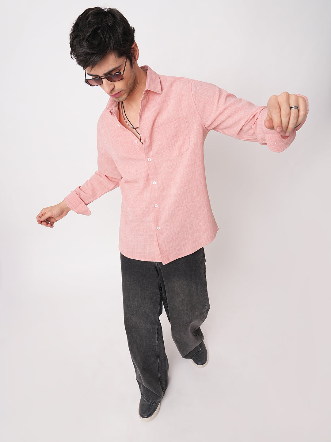 Coral Slub Textured Shirt