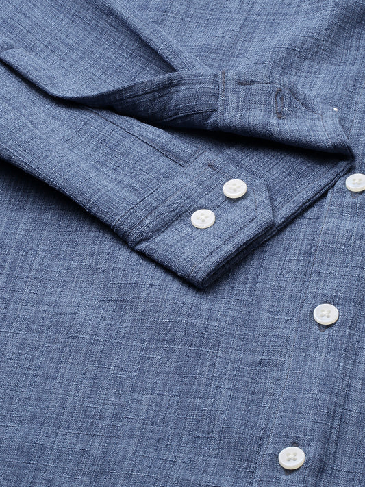Aegean Blue Slub Textured Shirt