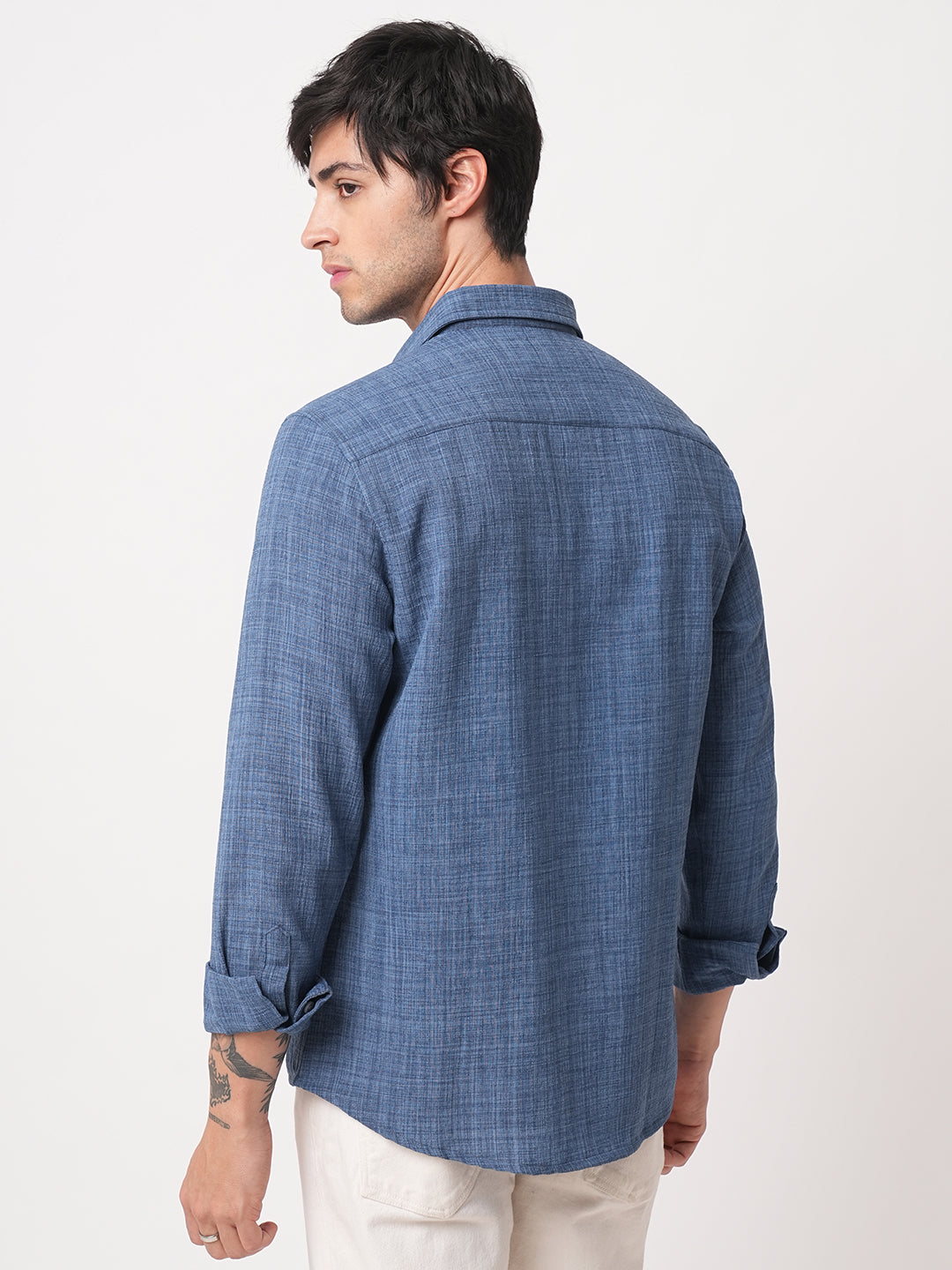 Aegean Blue Slub Textured Shirt