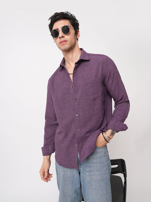 Grape Purple Slub Textured Shirt