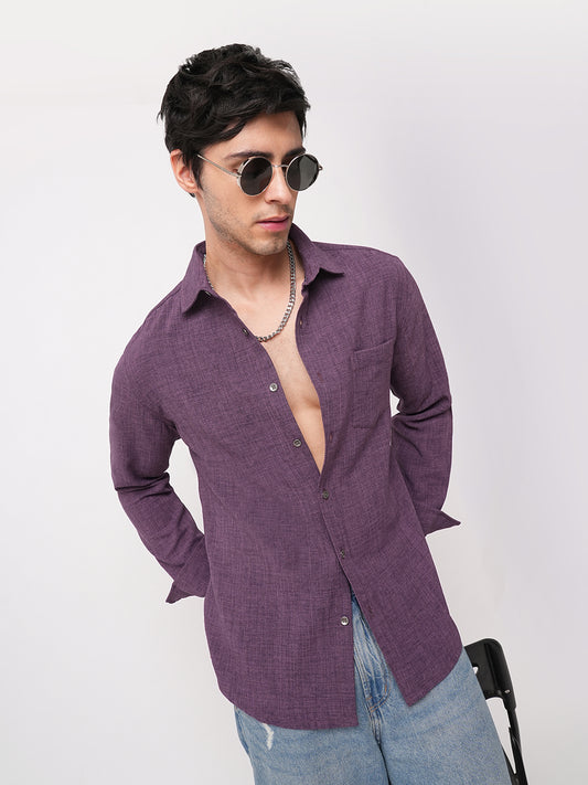 Grape Purple Slub Textured Shirt