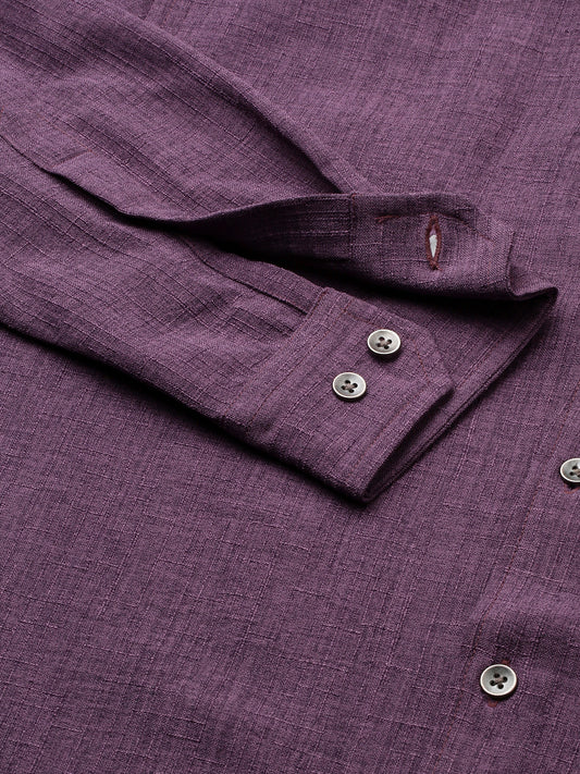 Grape Purple Slub Textured Shirt