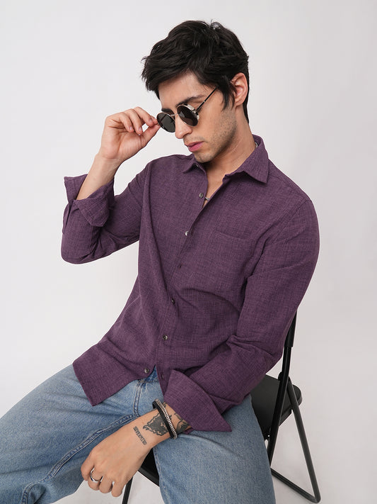 Grape Purple Slub Textured Shirt