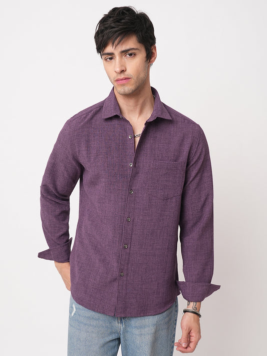 Grape Purple Slub Textured Shirt