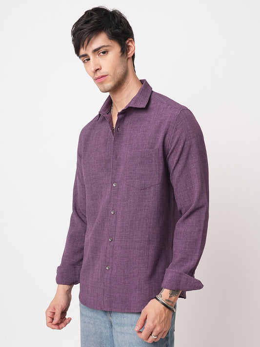Grape Purple Slub Textured Shirt