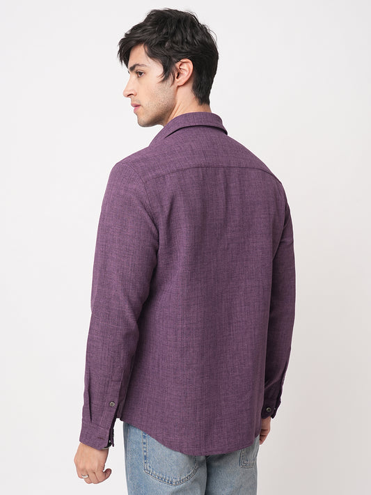 Grape Purple Slub Textured Shirt