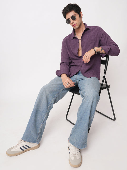 Grape Purple Slub Textured Shirt