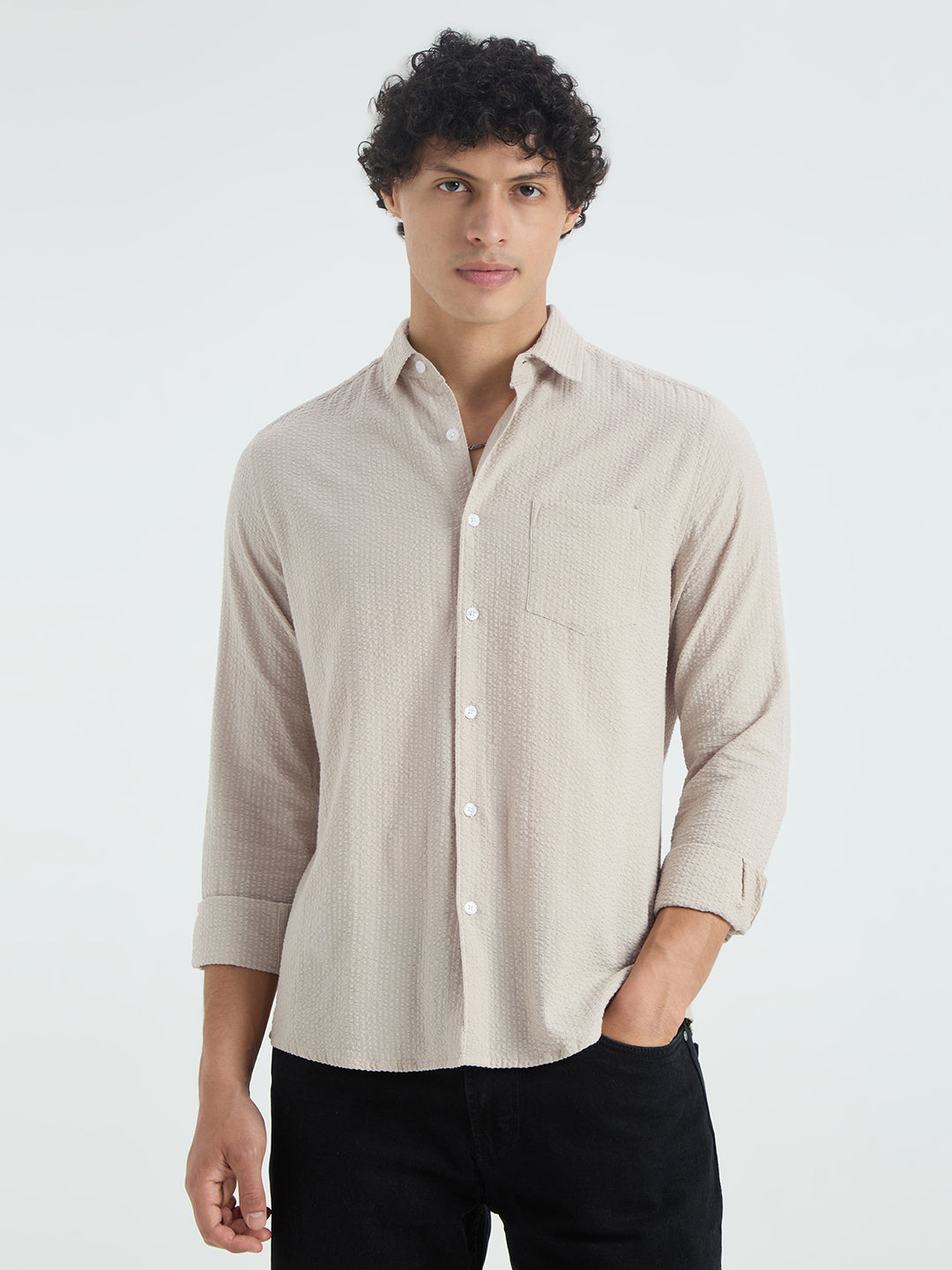 Glacier Grey Seersucker Shirt