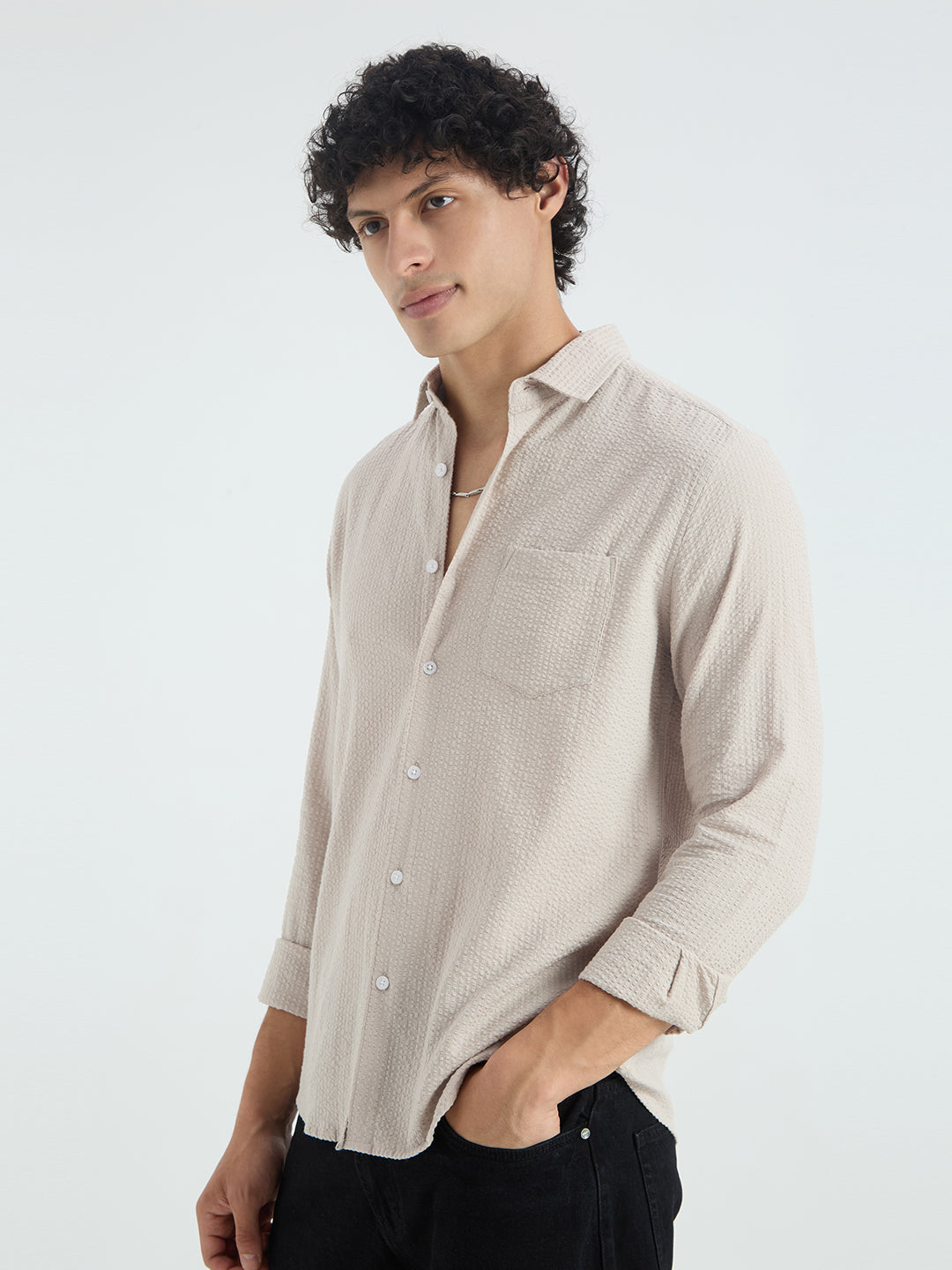 Glacier Grey Seersucker Shirt