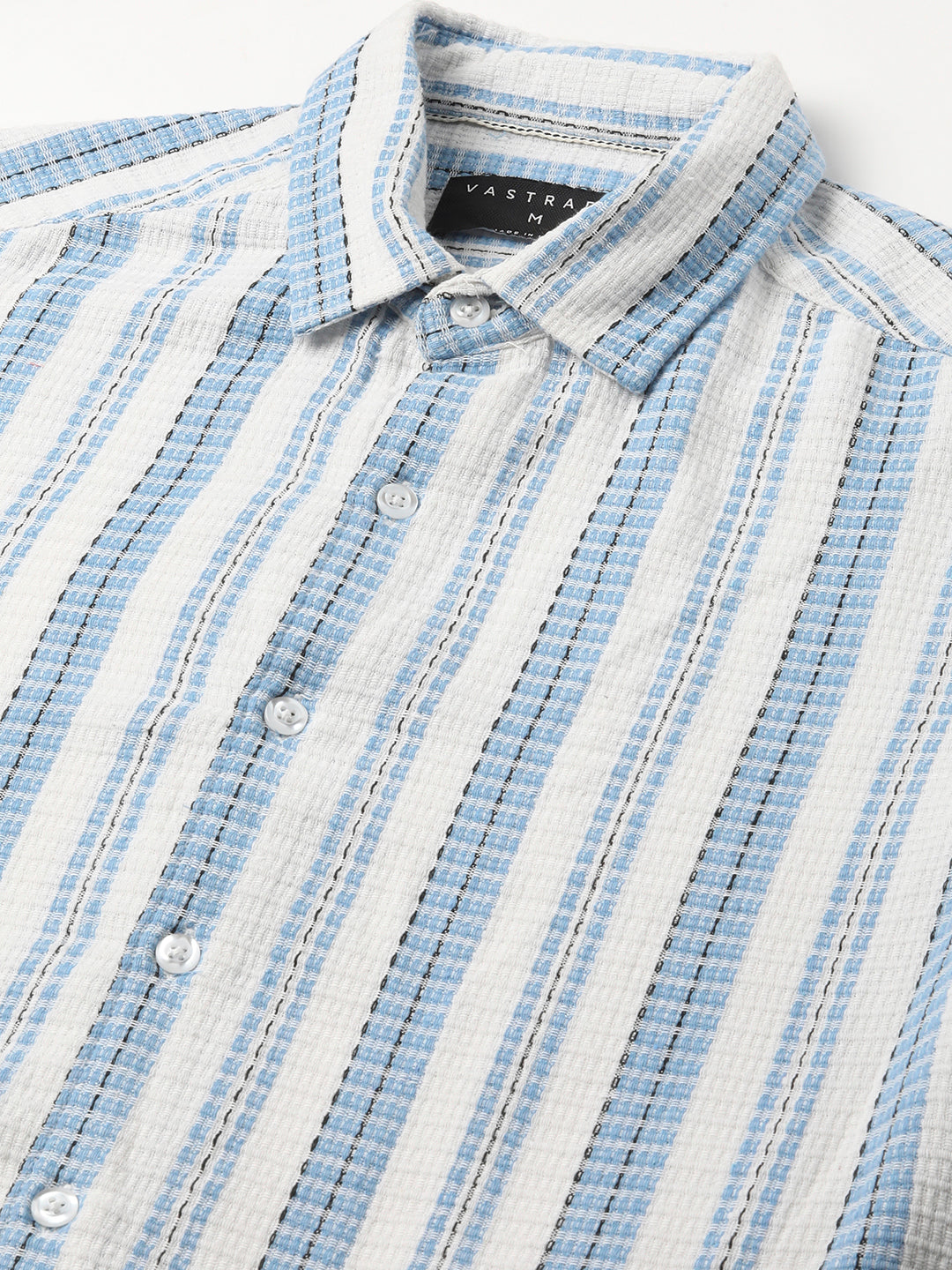 Blue & White Dobby Striped Shirt
