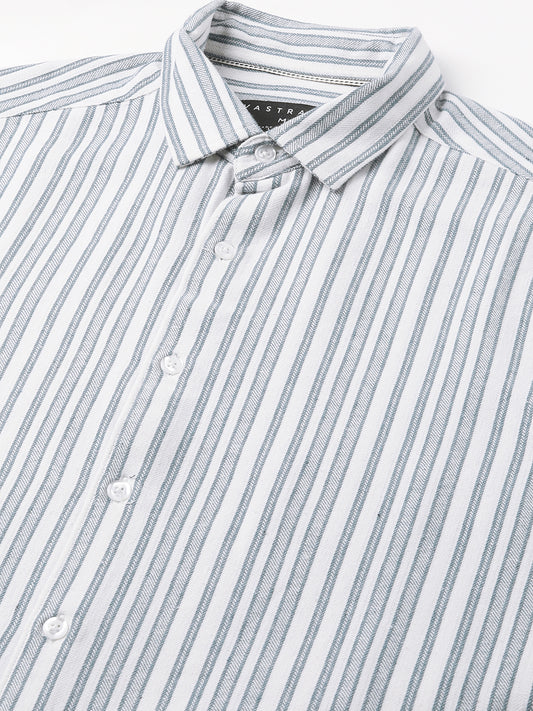 Blue & White Vertical Stripes Shirt