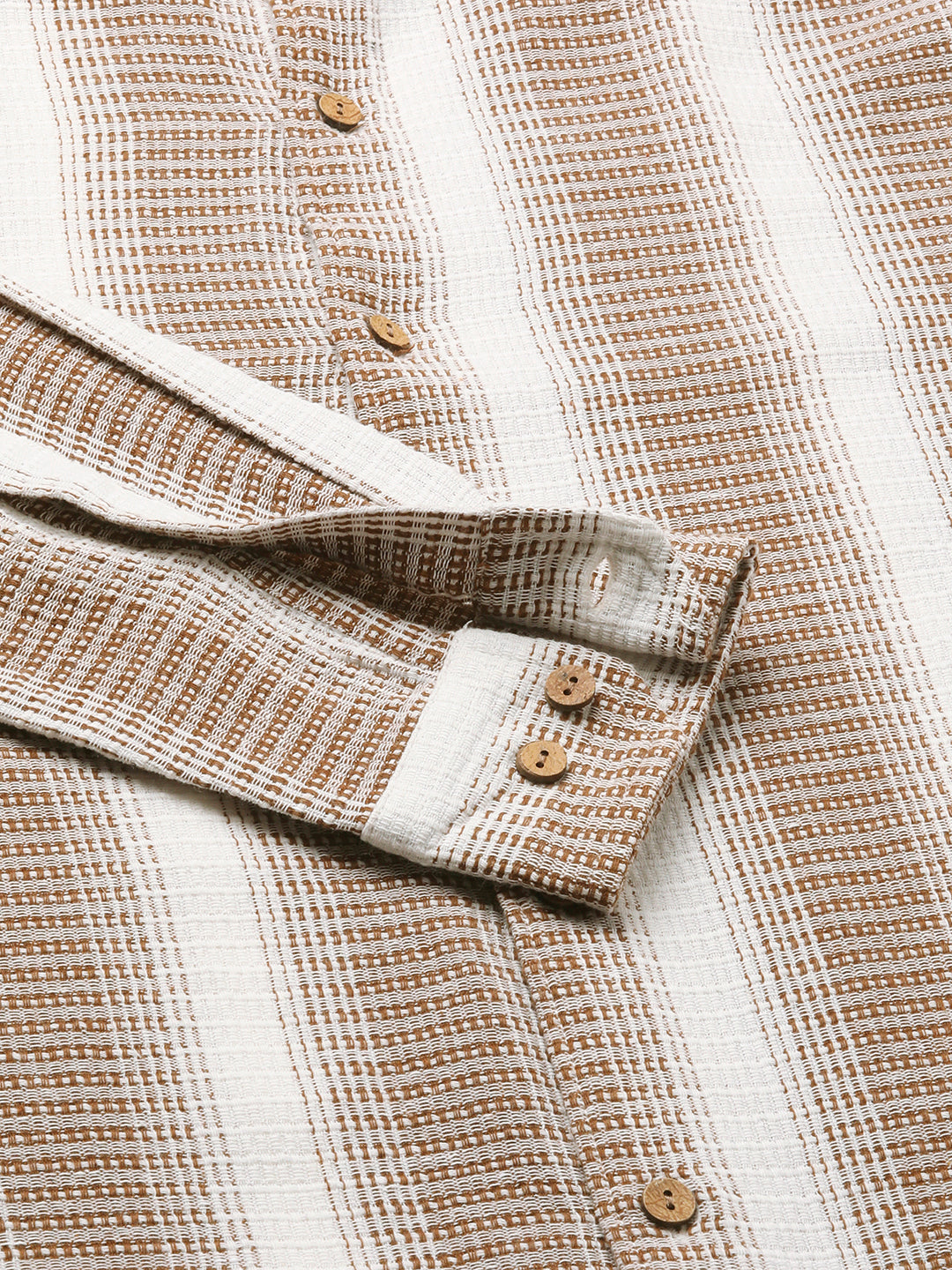 Brown & White Dobby Striped Shirt