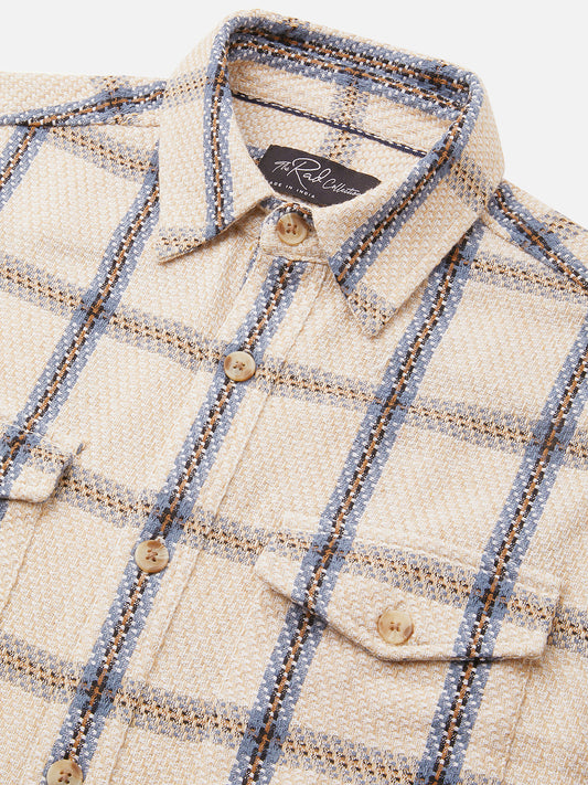 Soft Beige Box Checks Double Pocket Overshirt