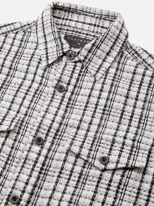 Black Tartan Checks Double Pocket Overshirt