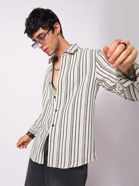 Off-White & Black Balanced Striped Shirt