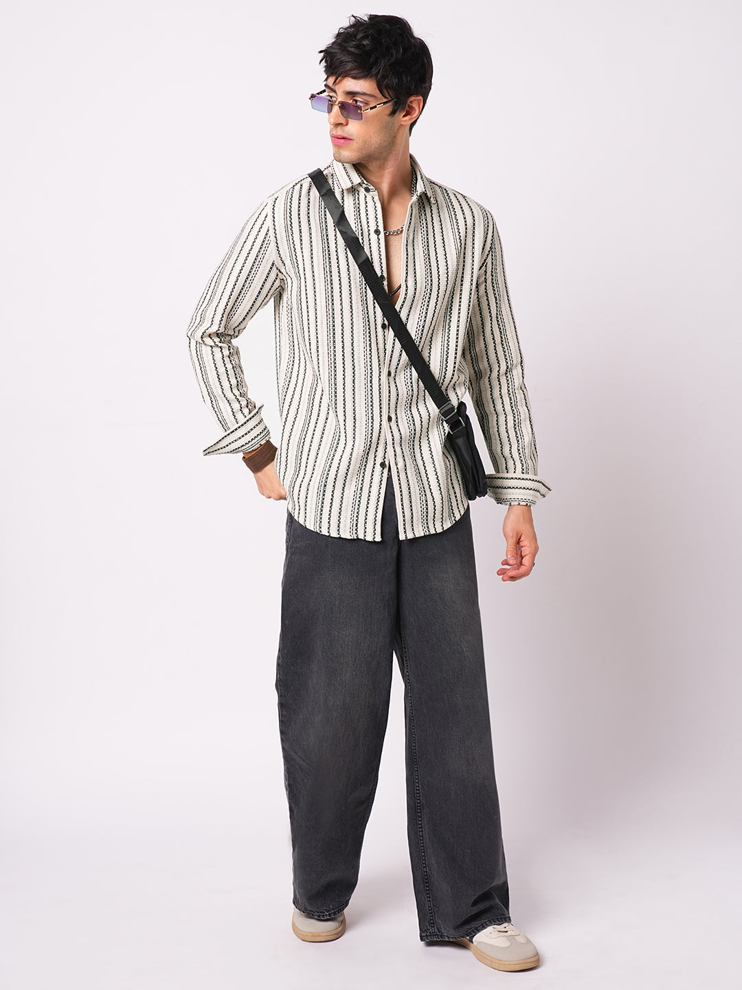 Off-White & Black Balanced Striped Shirt