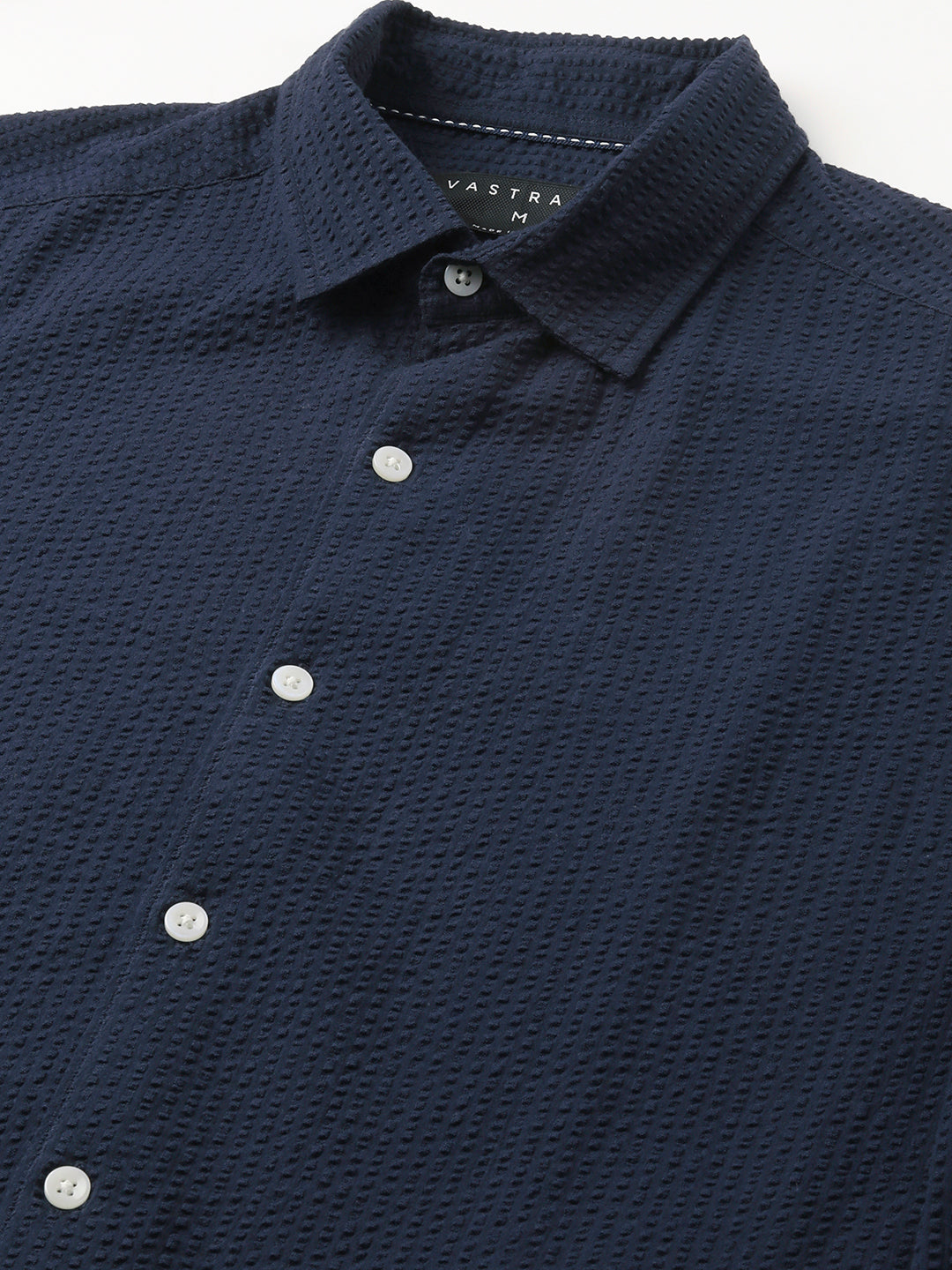 Elegant Navy Seersucker Shirt