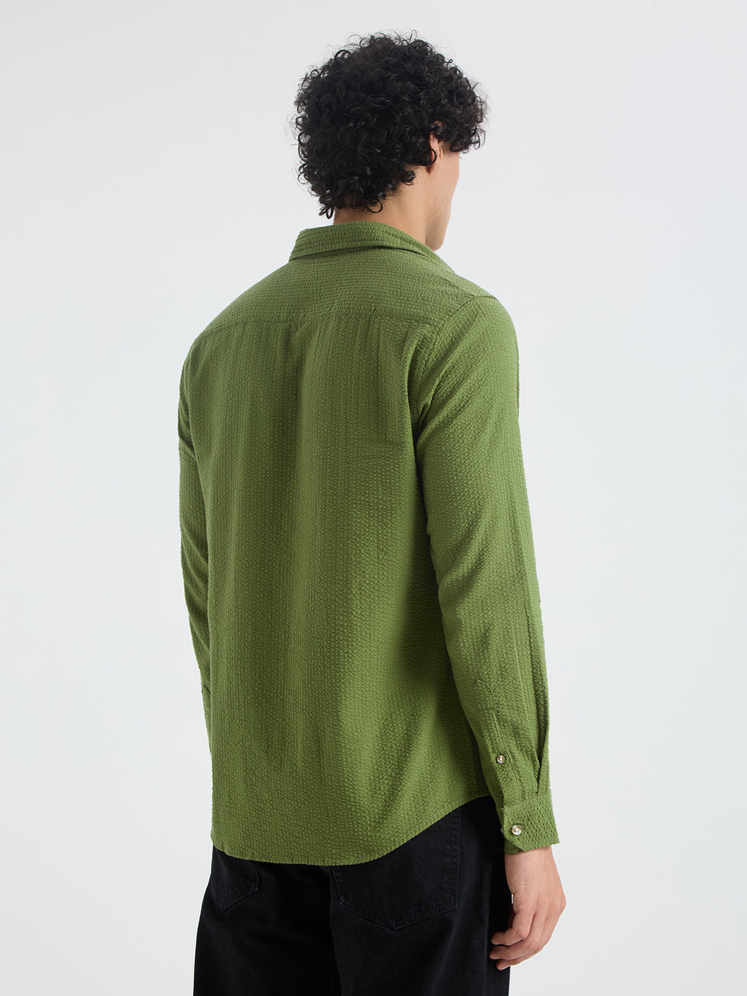 Basil Green Seersucker Shirt