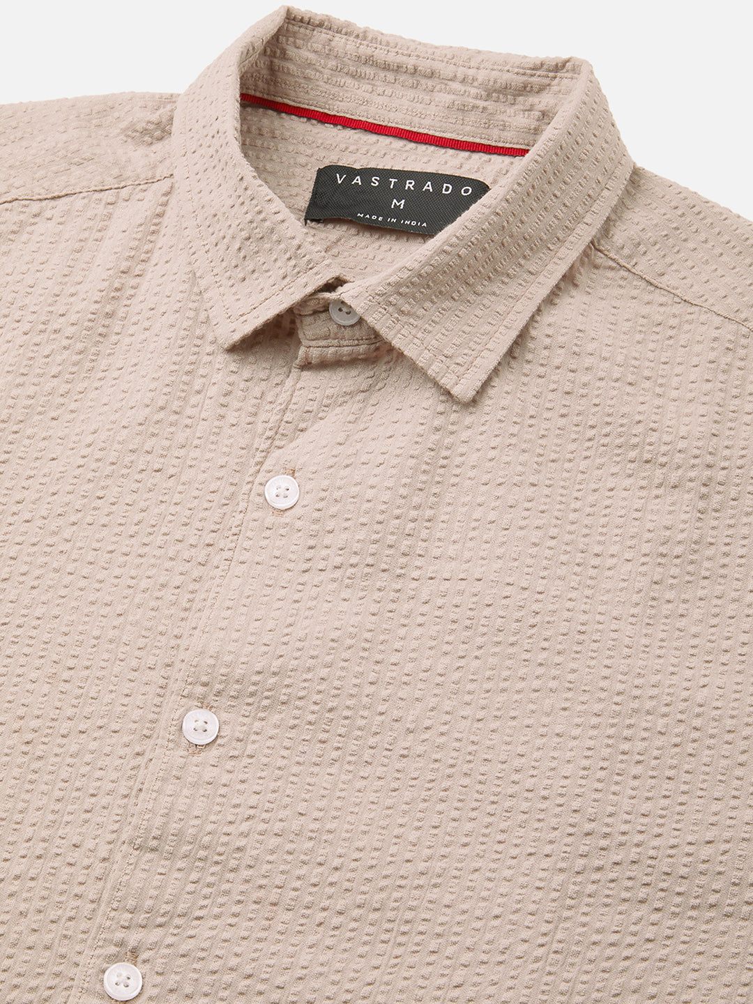 Light Taupe Brown Seersucker Shirt