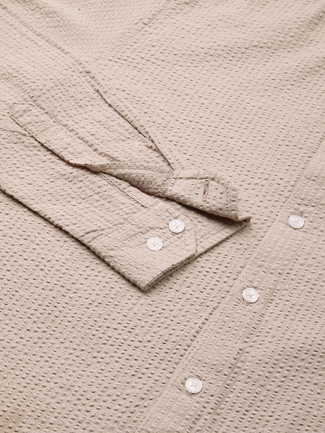 Light Taupe Brown Seersucker Shirt