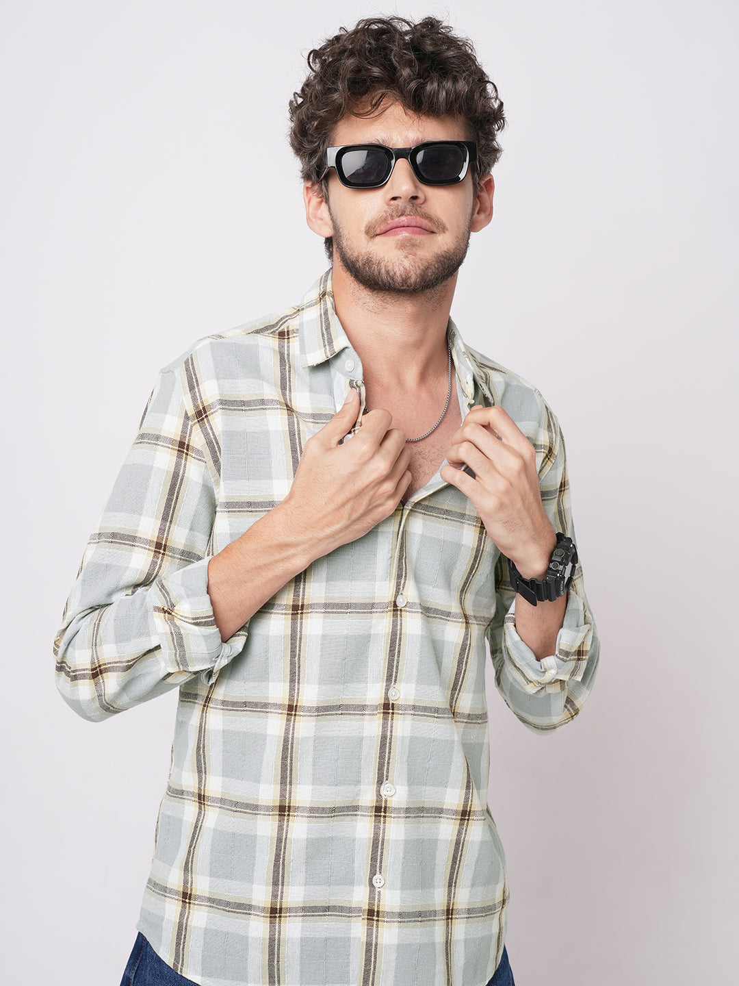 Multicolour Ember Plaid Checks Textured Shirt