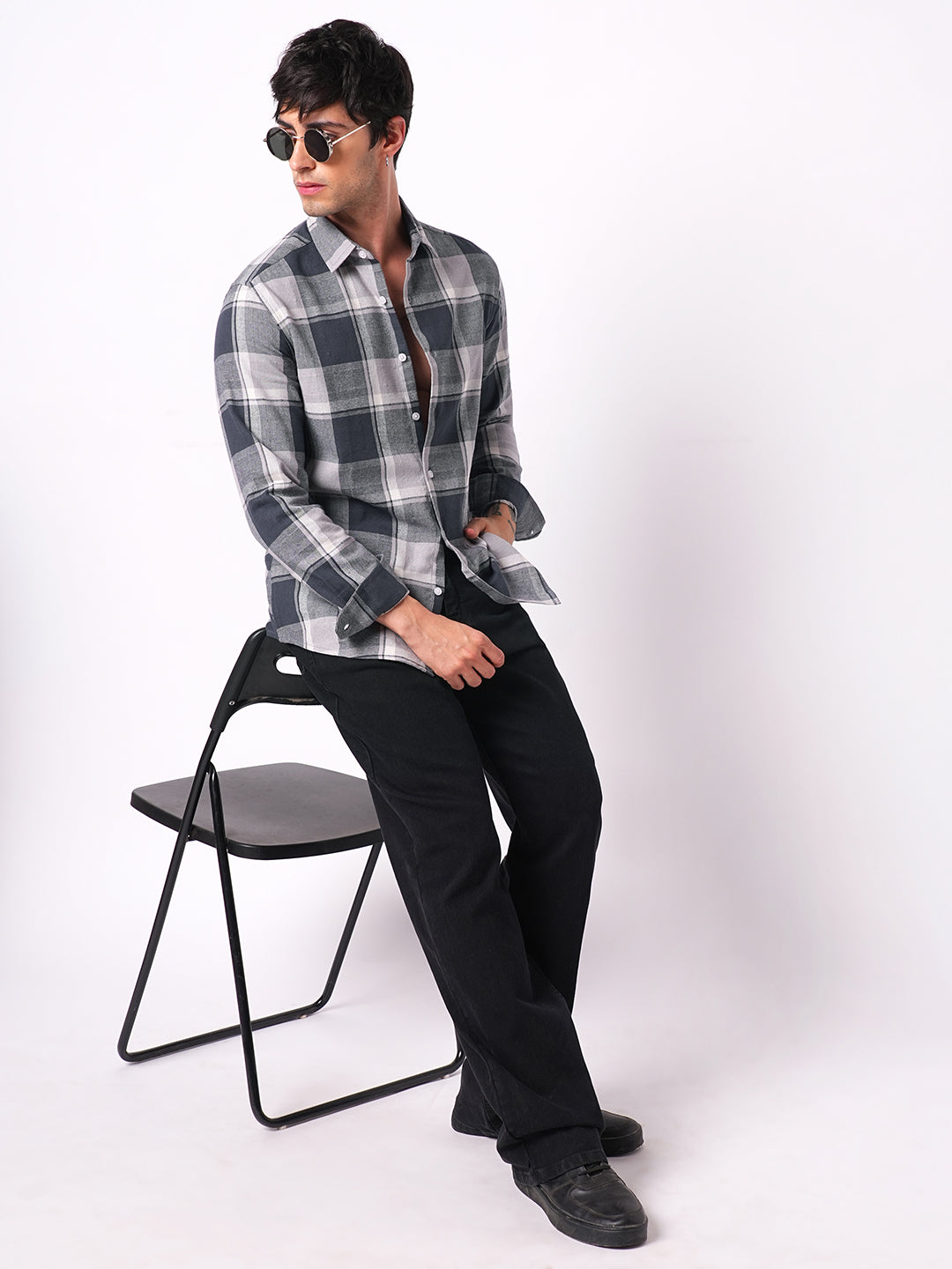 Sumptuous Grey Box Checks Shirt