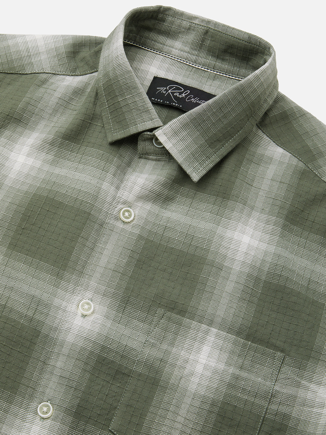 Voguish Olive & White Box Checks Shirt