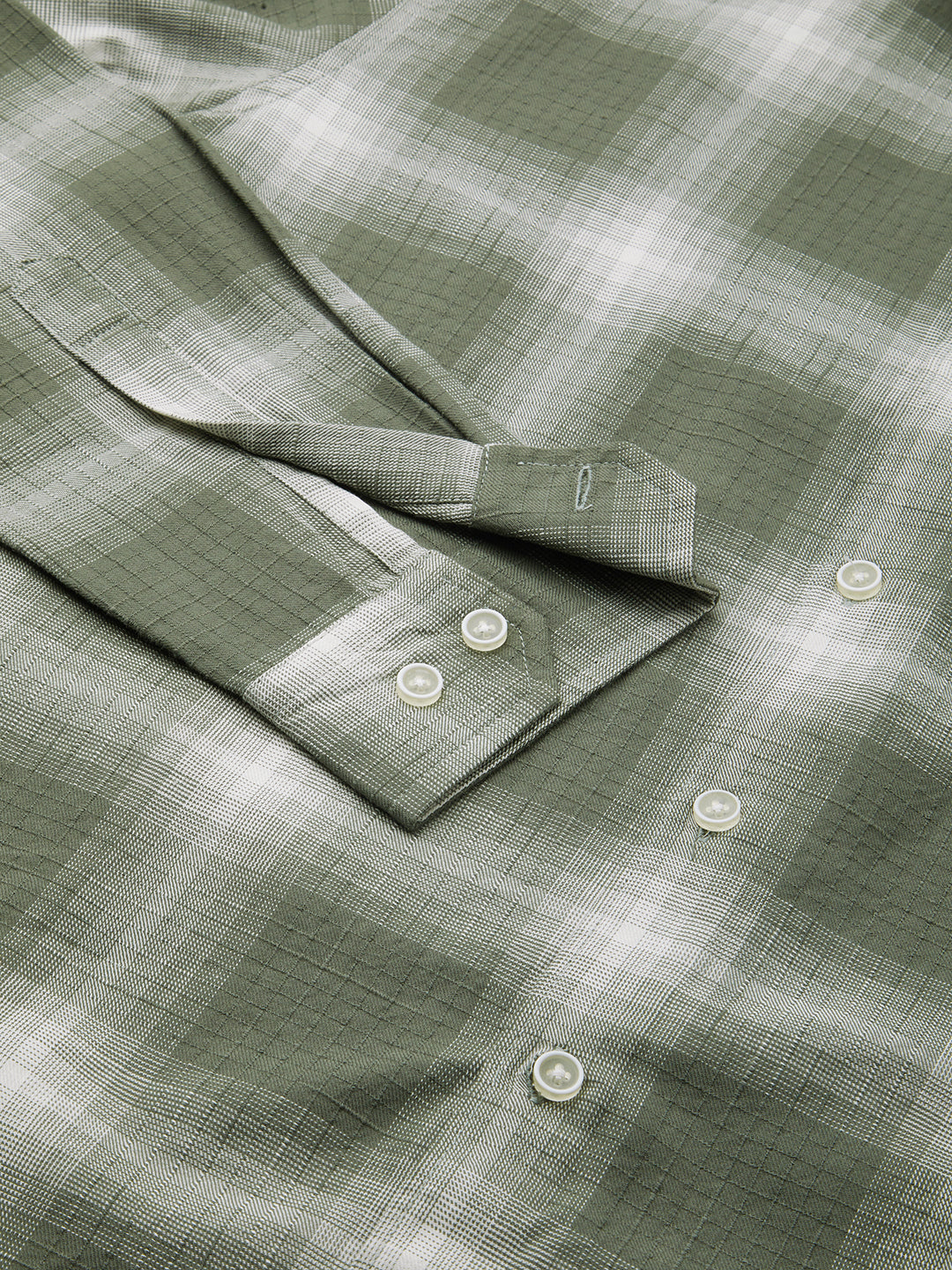 Voguish Olive & White Box Checks Shirt