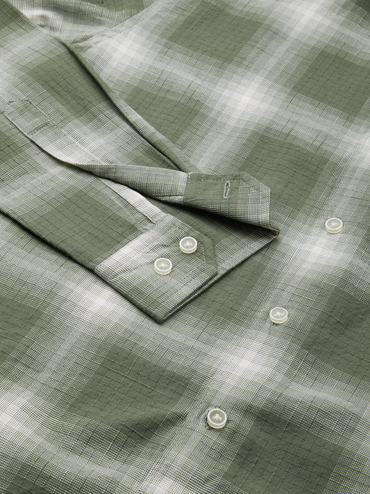 Voguish Olive & White Box Checks Shirt