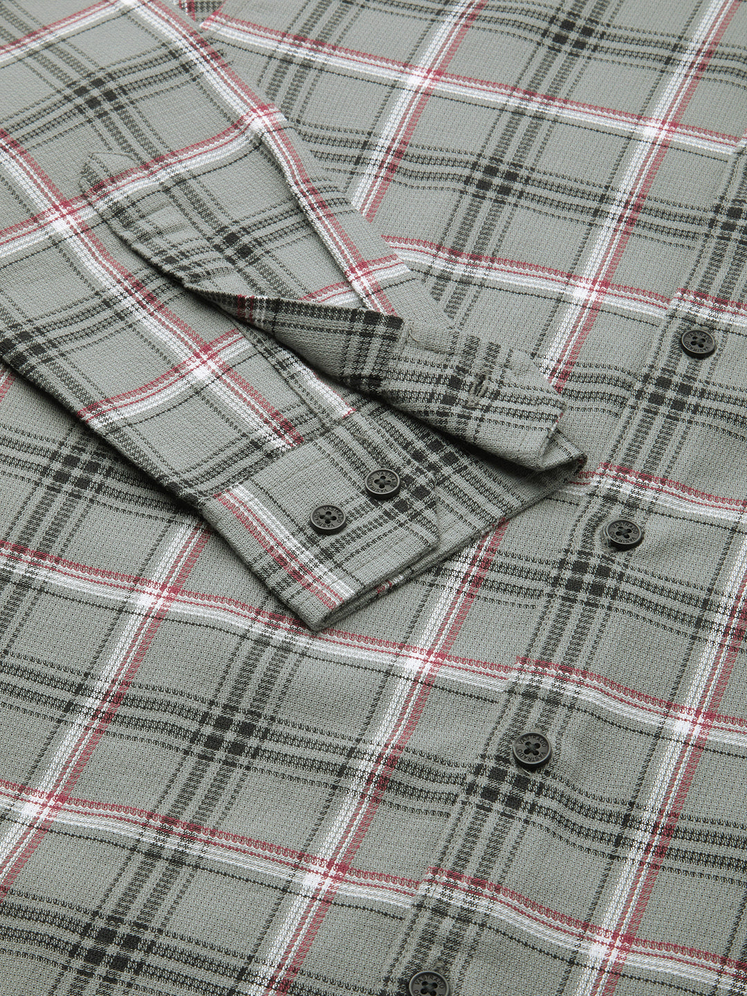 Premium Cotton Warm Grey Tartan Checks Shirt