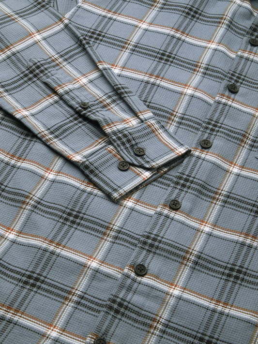 Premium Cotton Air Force Blue Plaid Checks Shirt