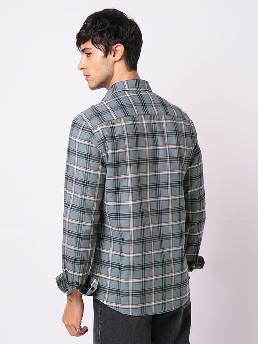 Premium Cotton Air Force Blue Plaid Checks Shirt