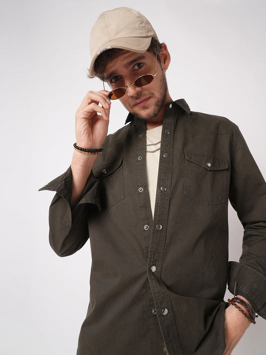 Smoked Cocoa Double Pocket Overshirt
