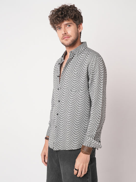 Black Jacquard Weaved Shirt
