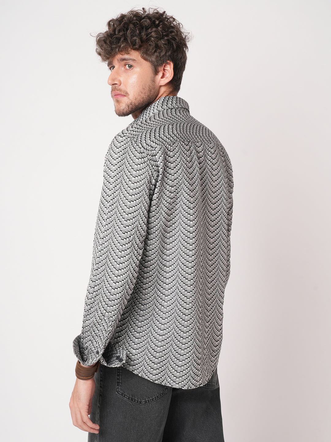 Black Jacquard Weaved Shirt