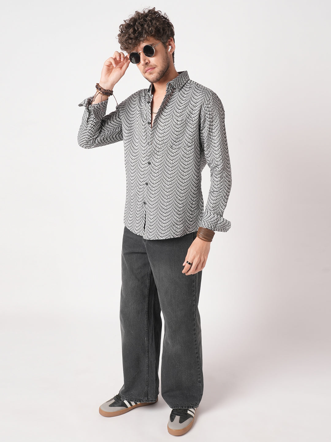 Black Jacquard Weaved Shirt