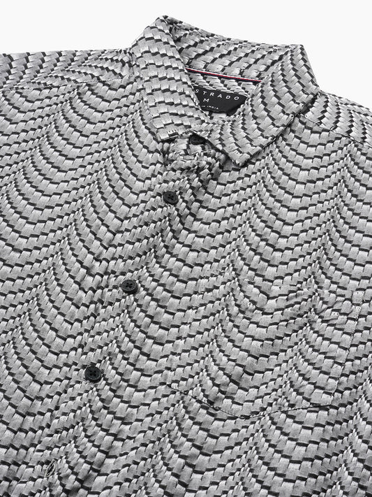 Black Jacquard Weaved Shirt