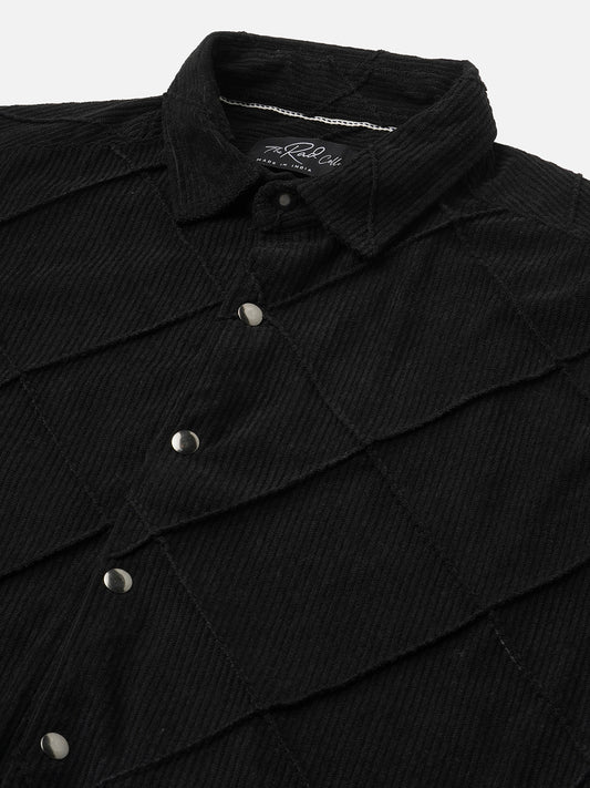 Black Nightline Diamond Stitch Corduroy Shirt