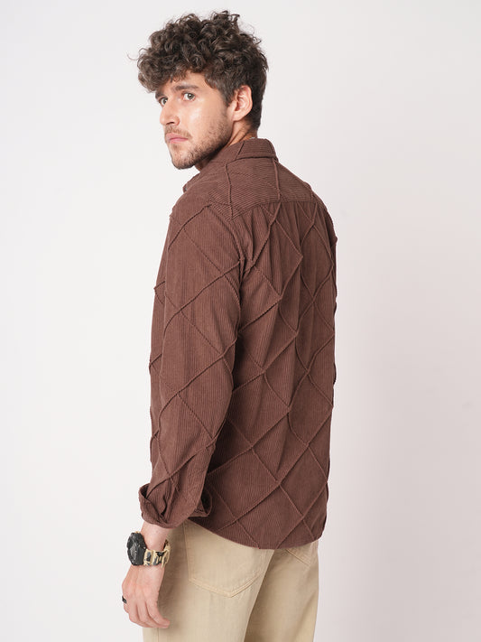 Rustic Diamond Embossed Corduroy Shirt