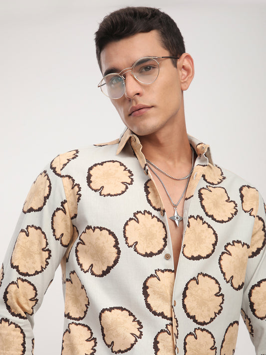 Sage Grey Botanical Bloom Shirt